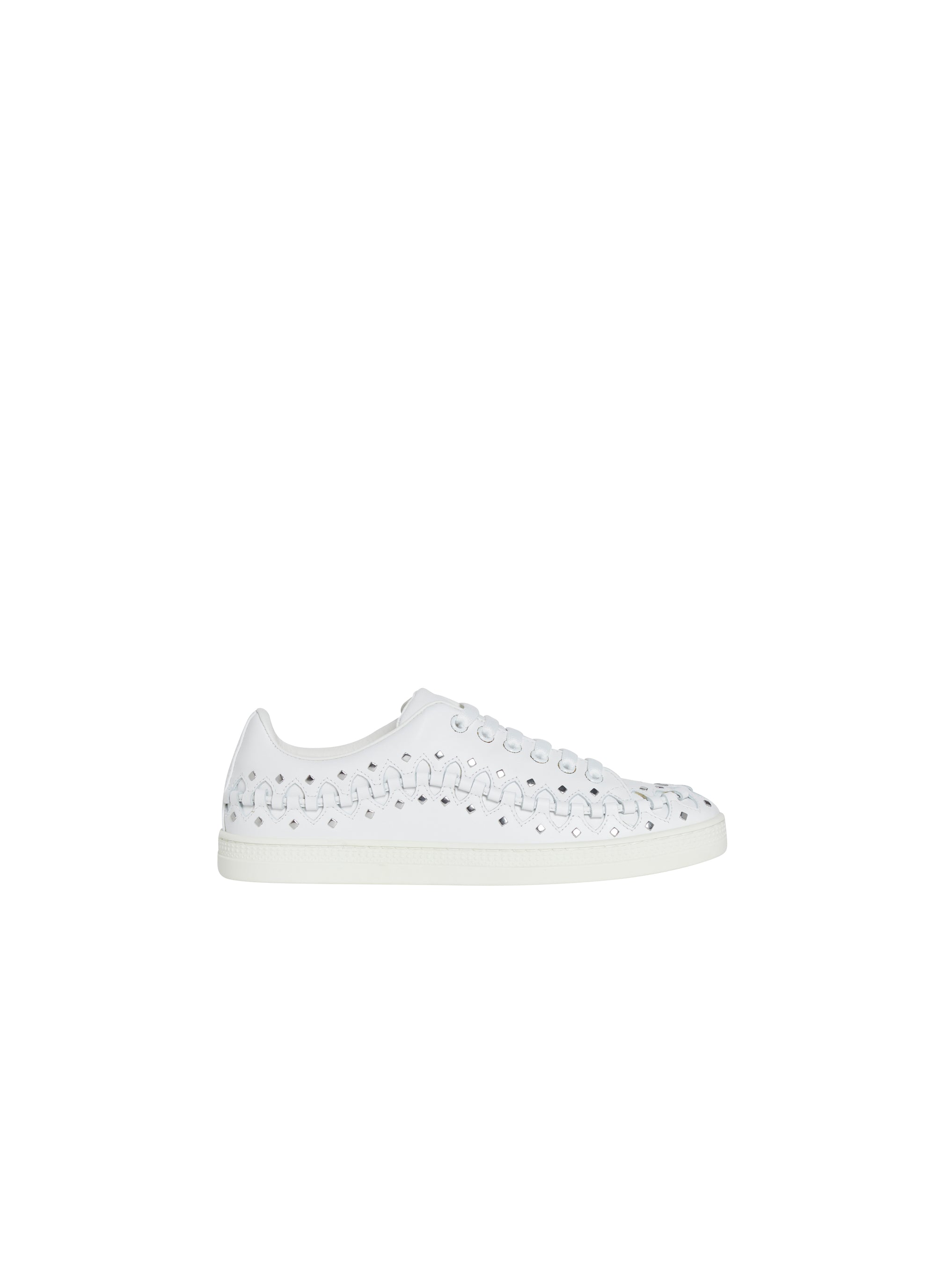 Lace-up trainers in leather - White