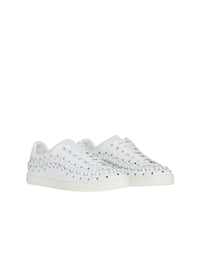 Lace-up trainers in leather - White