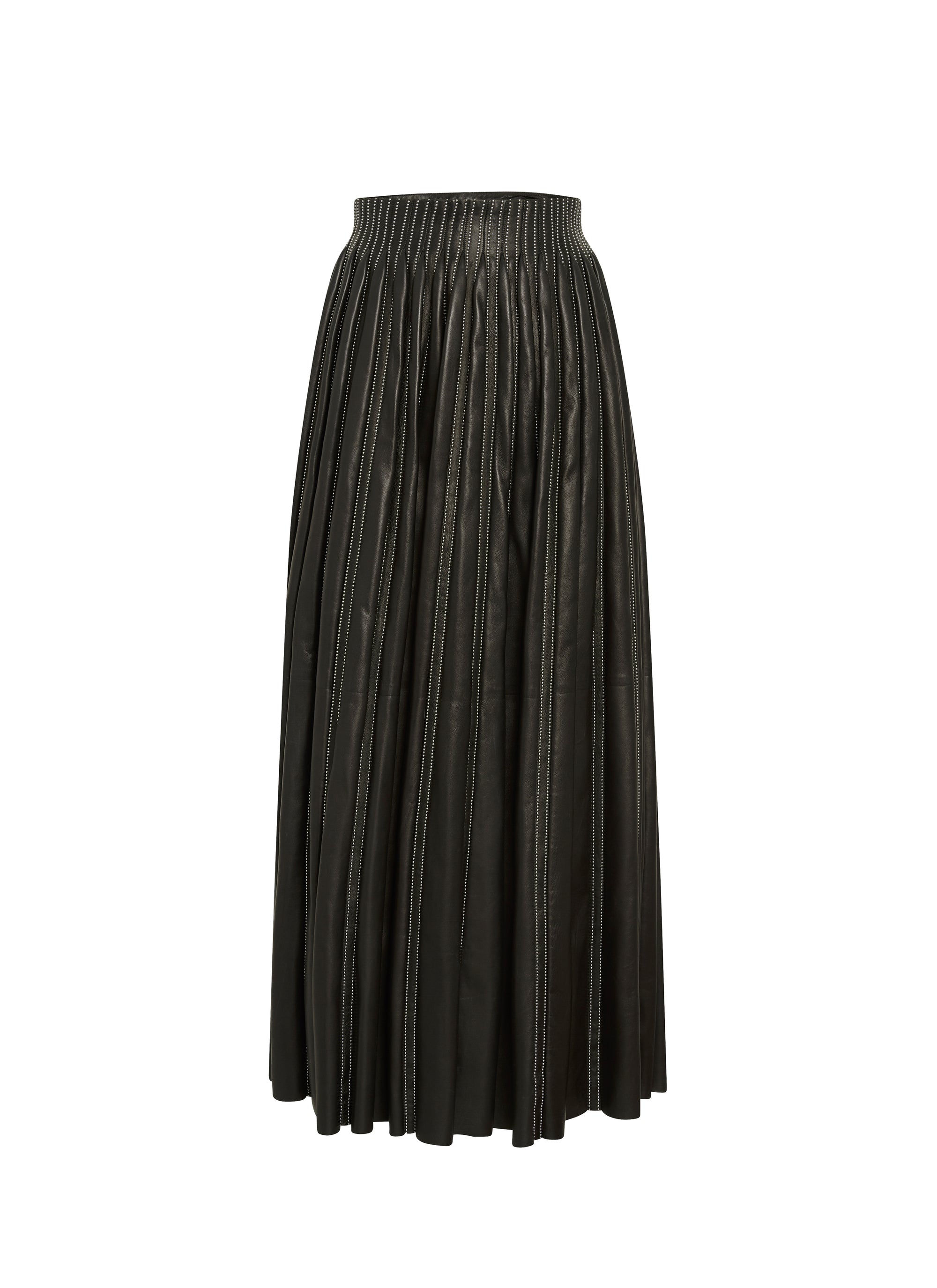 Jupe longue plongée en cuir - Noir