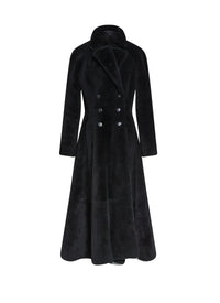 Double breasted leather coat - Black intense
