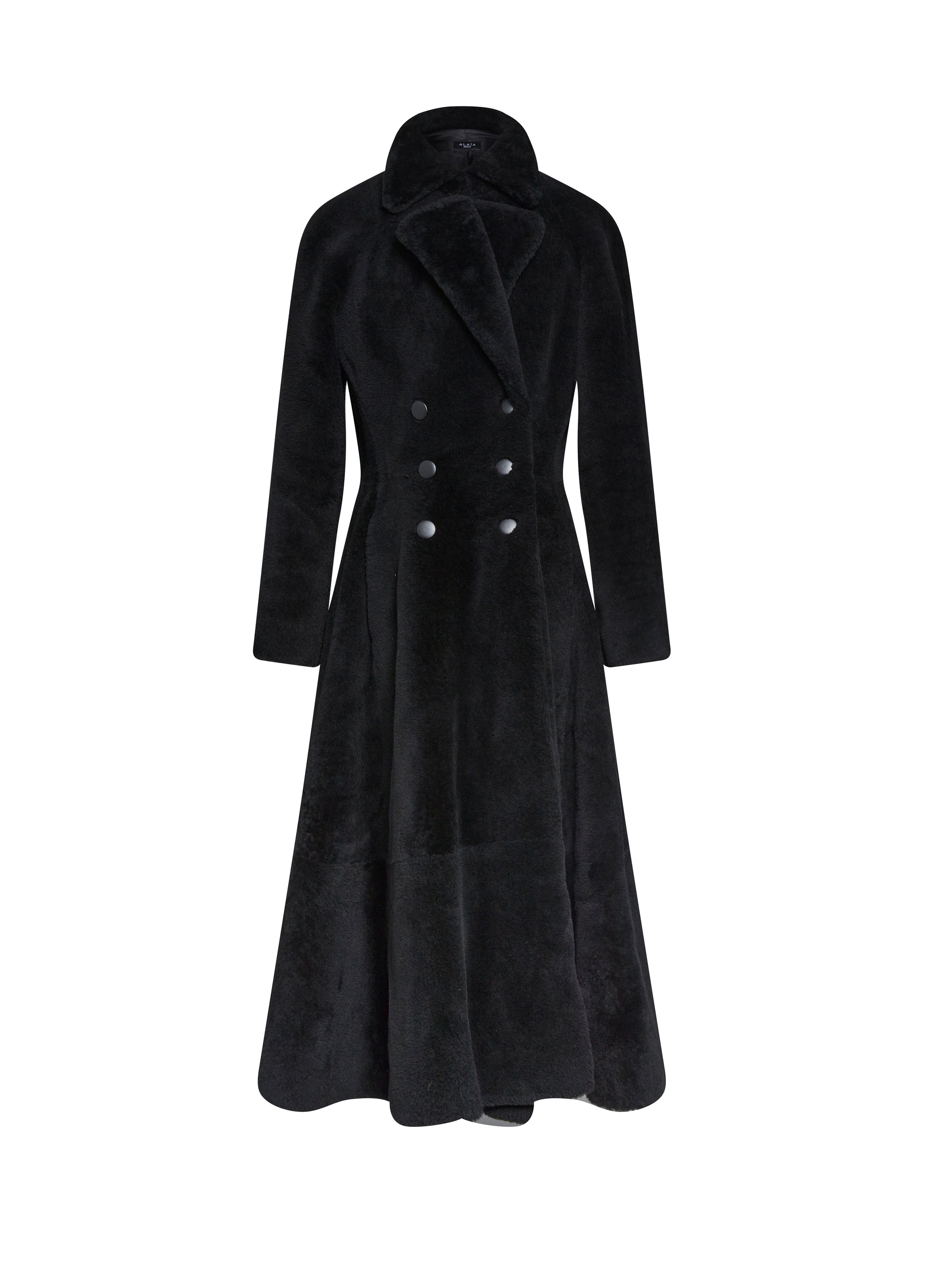 Double breasted leather coat - Black intense