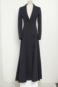 Long fitted and flared coat in wool - Night