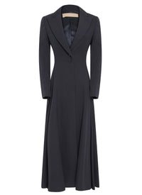 Long fitted and flared coat in wool - Night