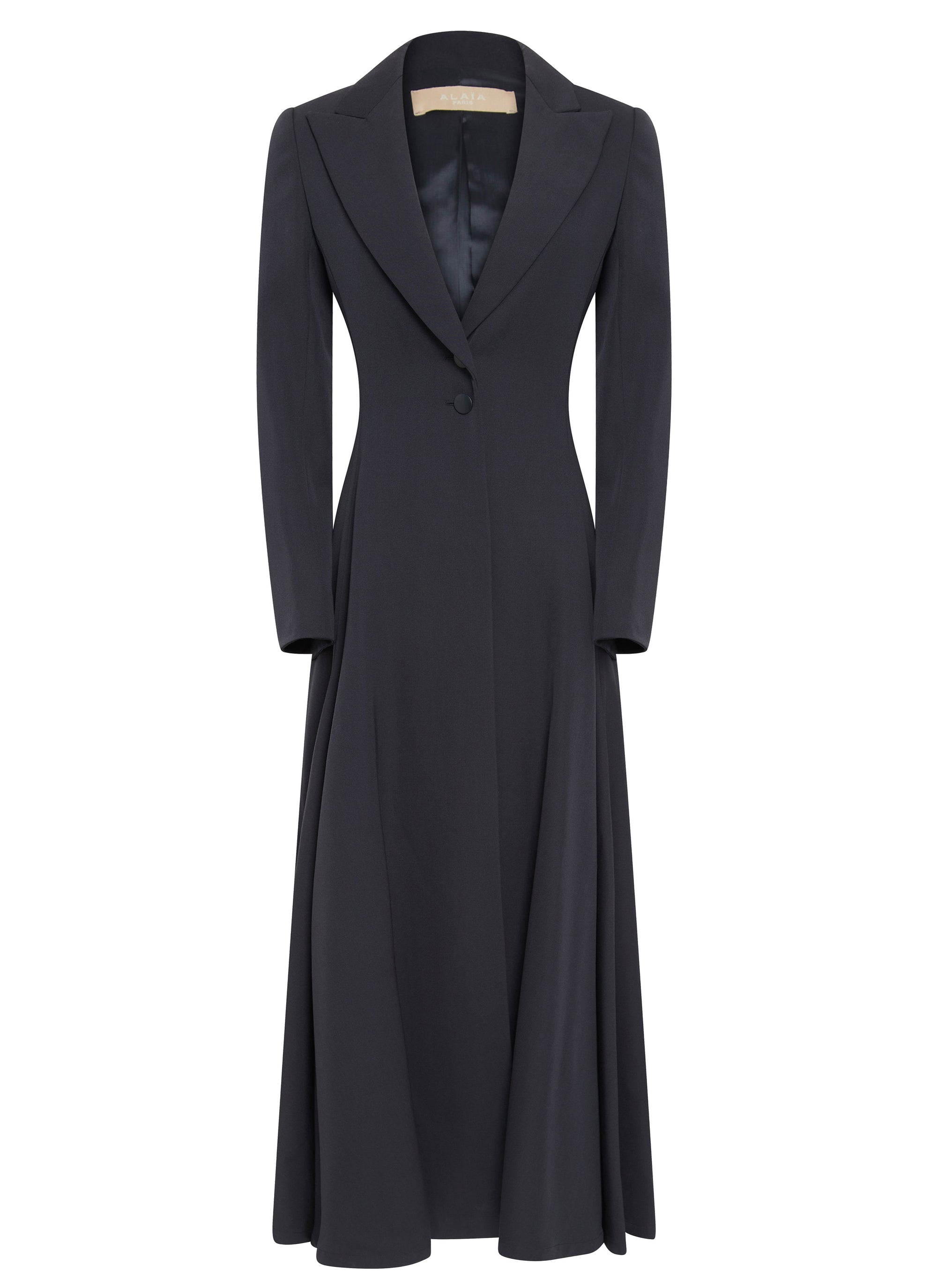 Long fitted and flared coat in wool - Night