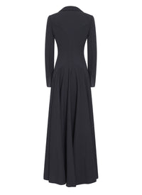 Long fitted and flared coat in wool - Night