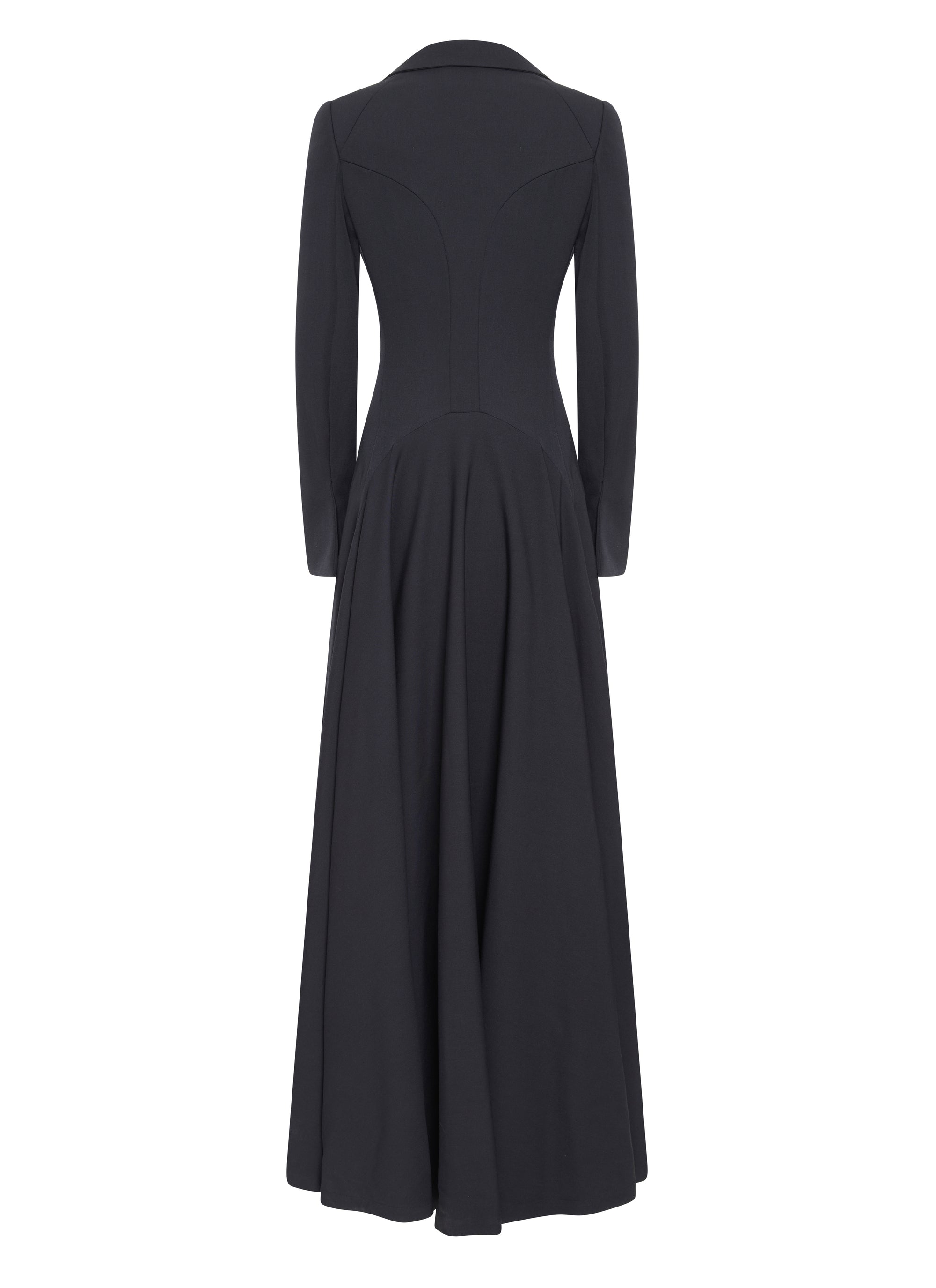 Long fitted and flared coat in wool - Night
