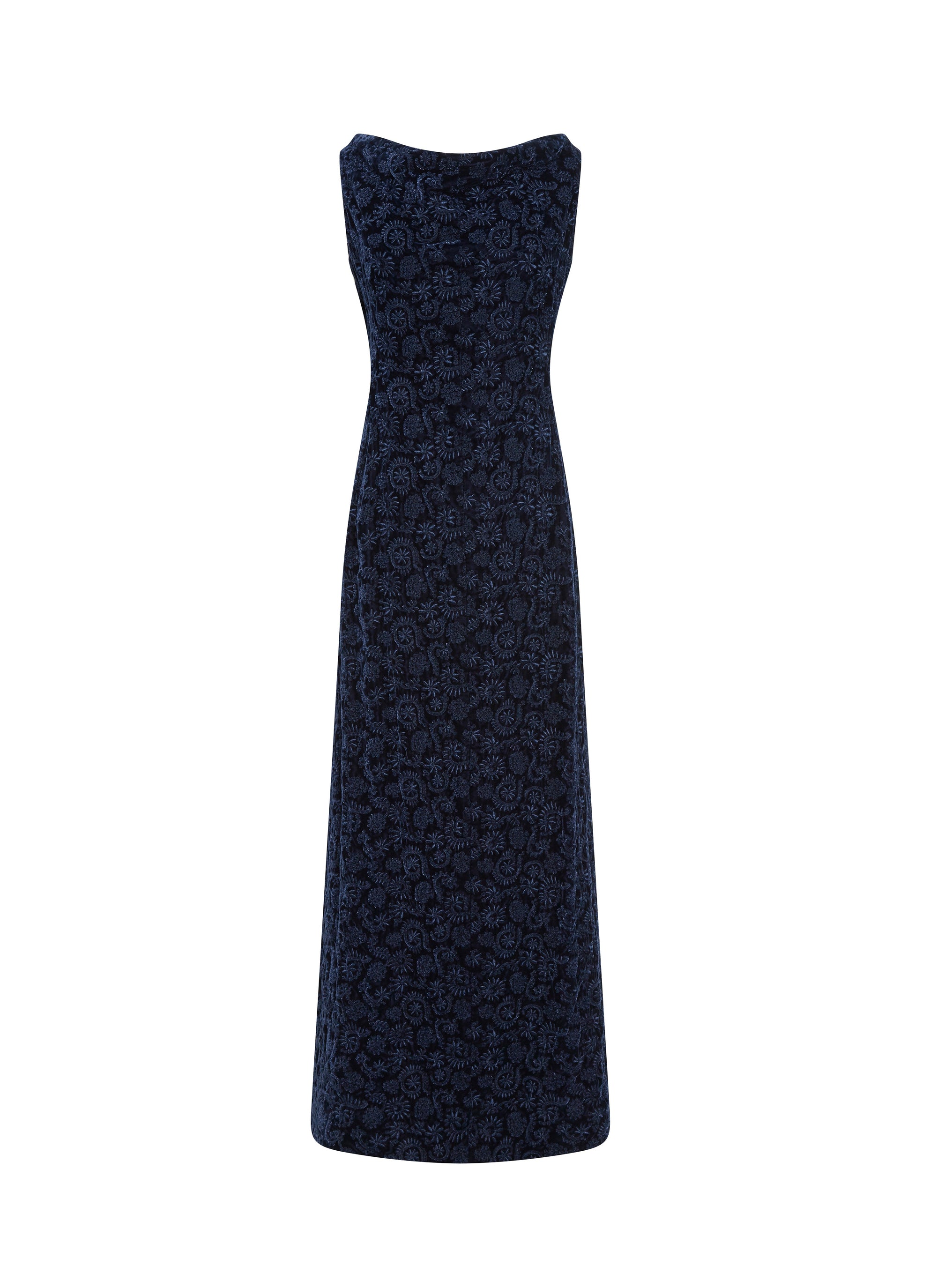 Sleeveless floral embroidered maxi dress - Night