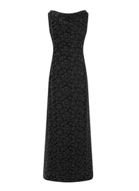 Sleeveless floral embroidered maxi dress - Black intense