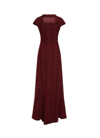 Short-sleeved embroidered dress - Bordeaux