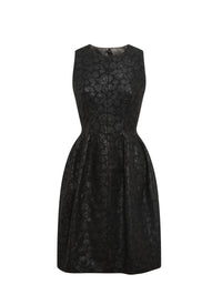 Short sleeveless wool ball dress - Black intense