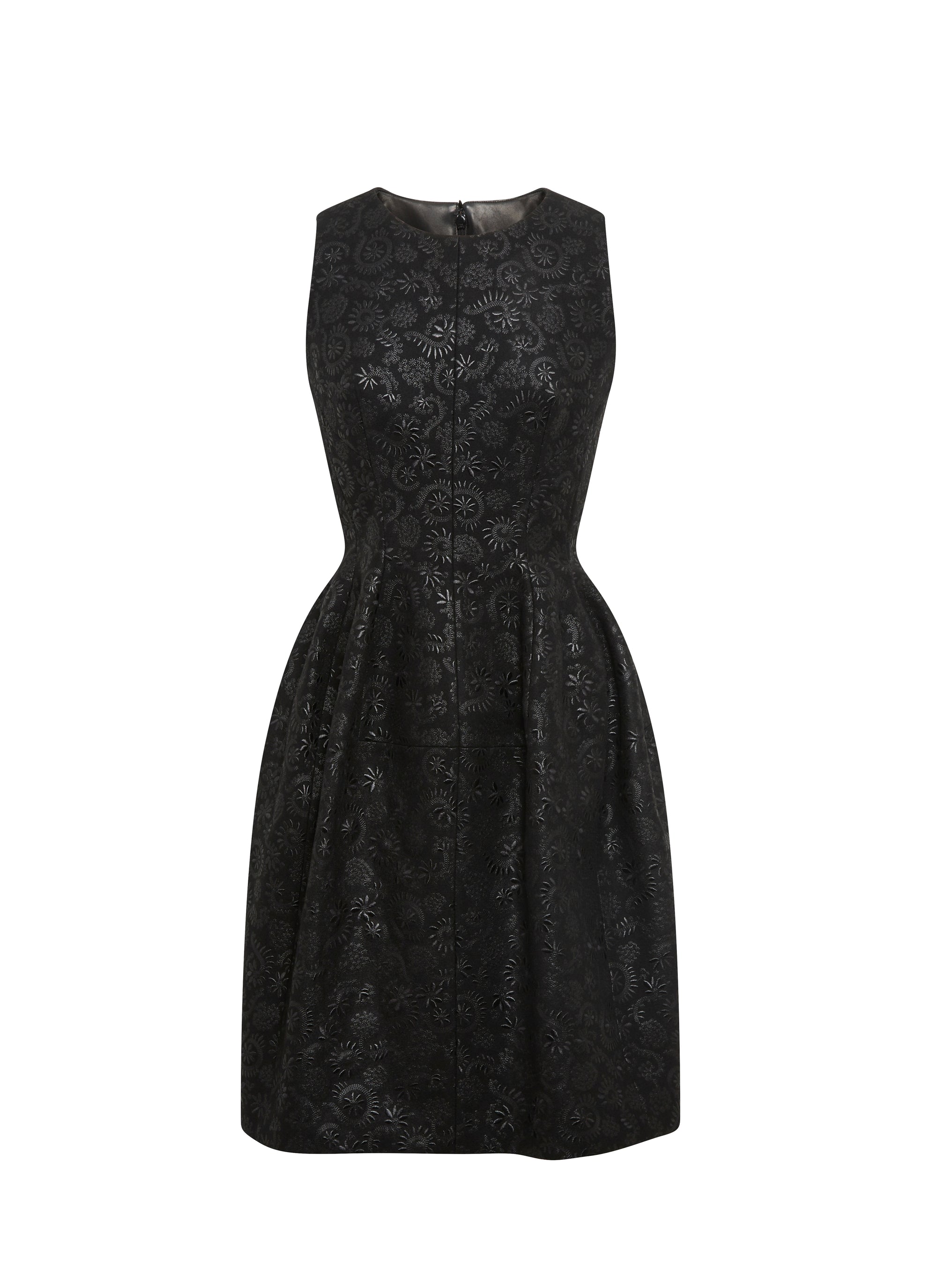 Short sleeveless wool ball dress - Black intense