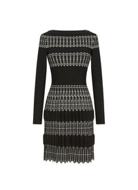 Sidi Bou Said wool long-sleeved dress - Black & Ivory