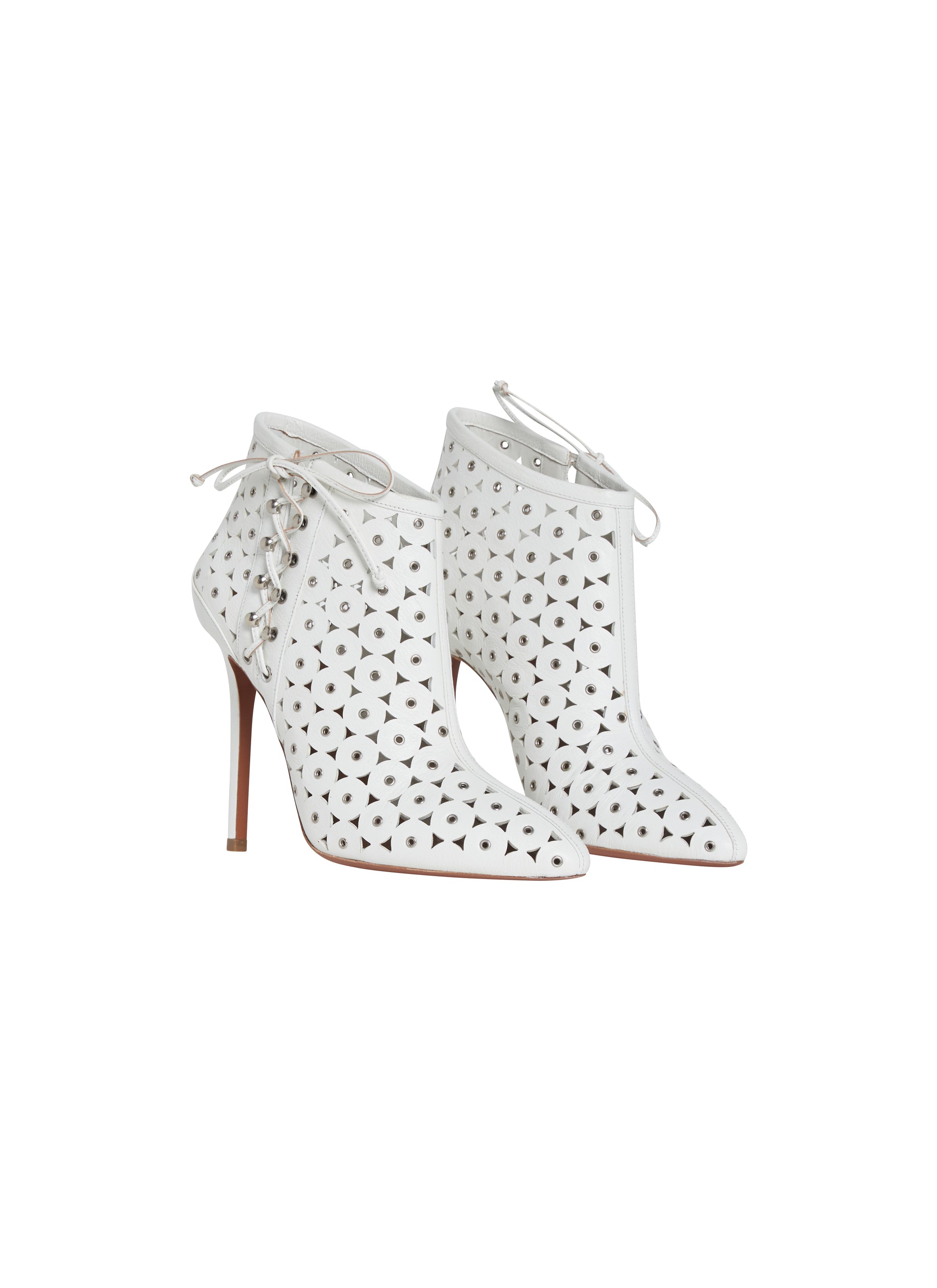 110 stiletto boots in leather - White