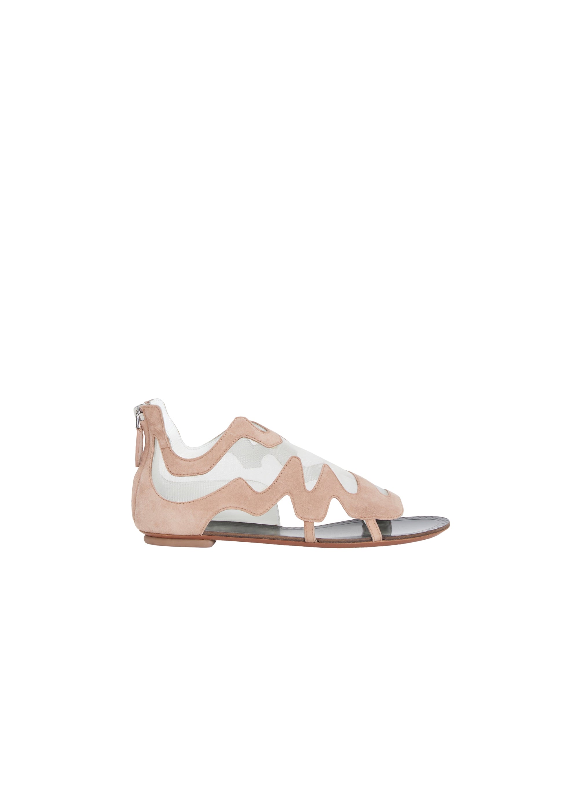Open toe transparent flat sandals - Ivory & Nude