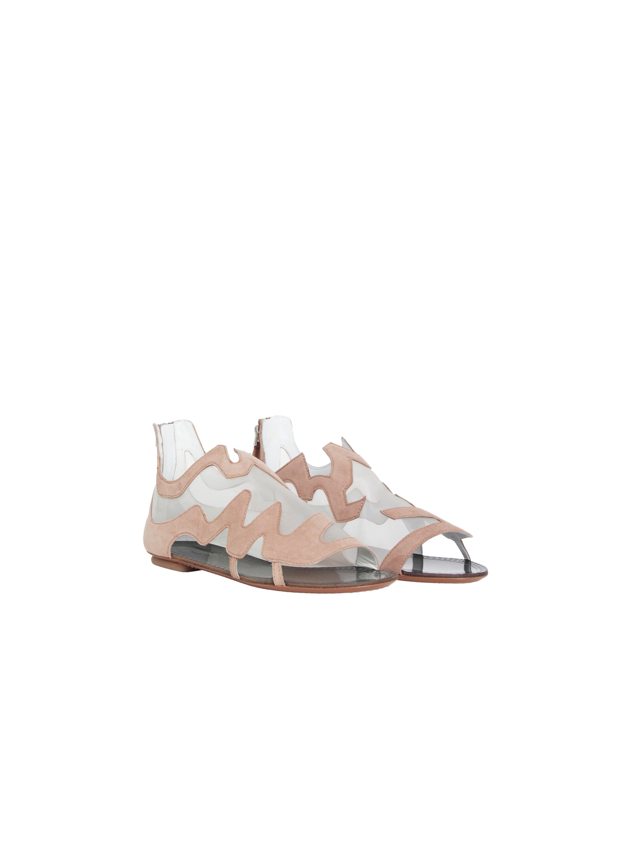 Open toe transparent flat sandals - Ivory & Nude