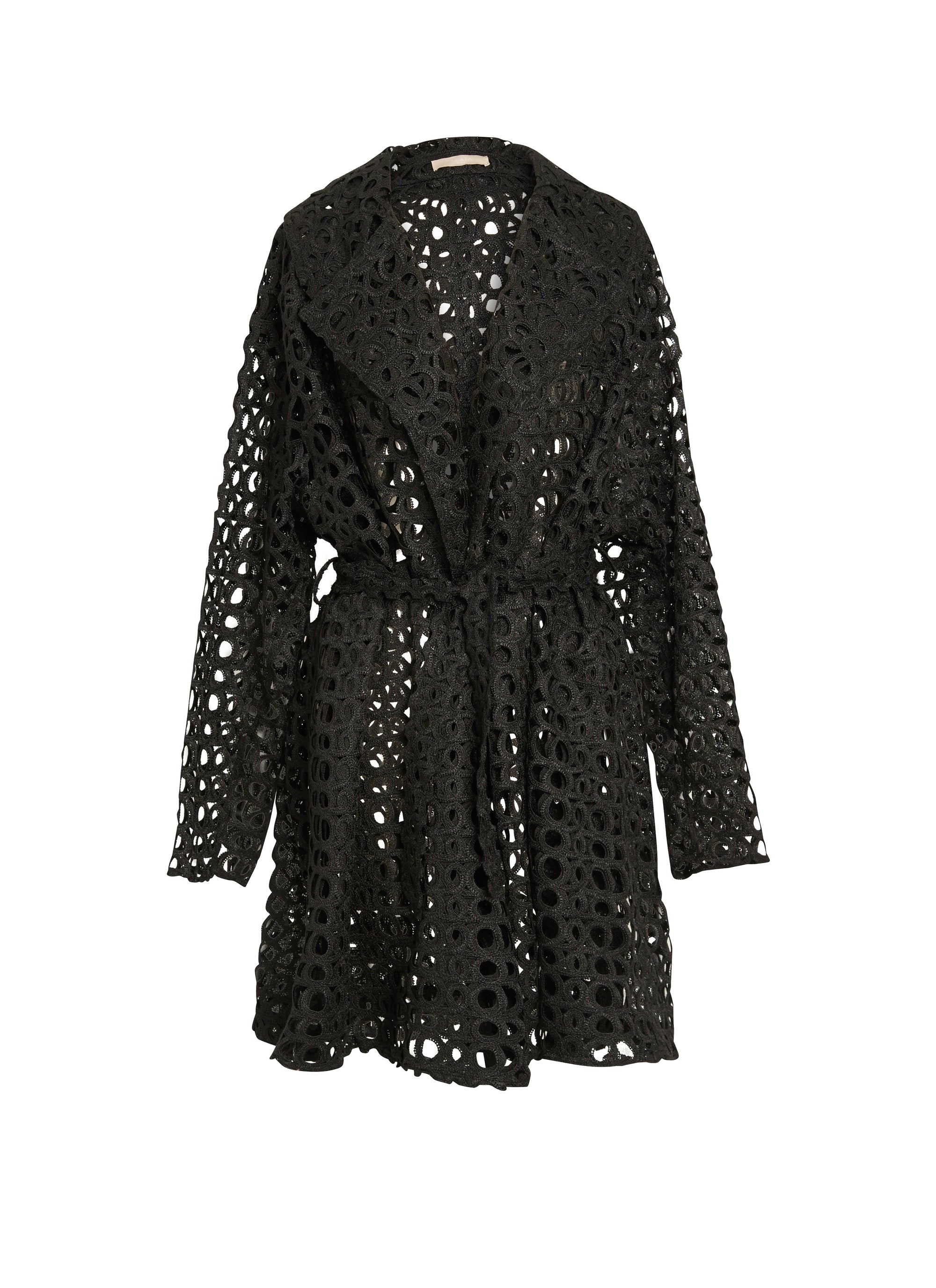Baroque effect trench coat - Black intense