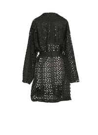 Baroque effect trench coat - Black intense