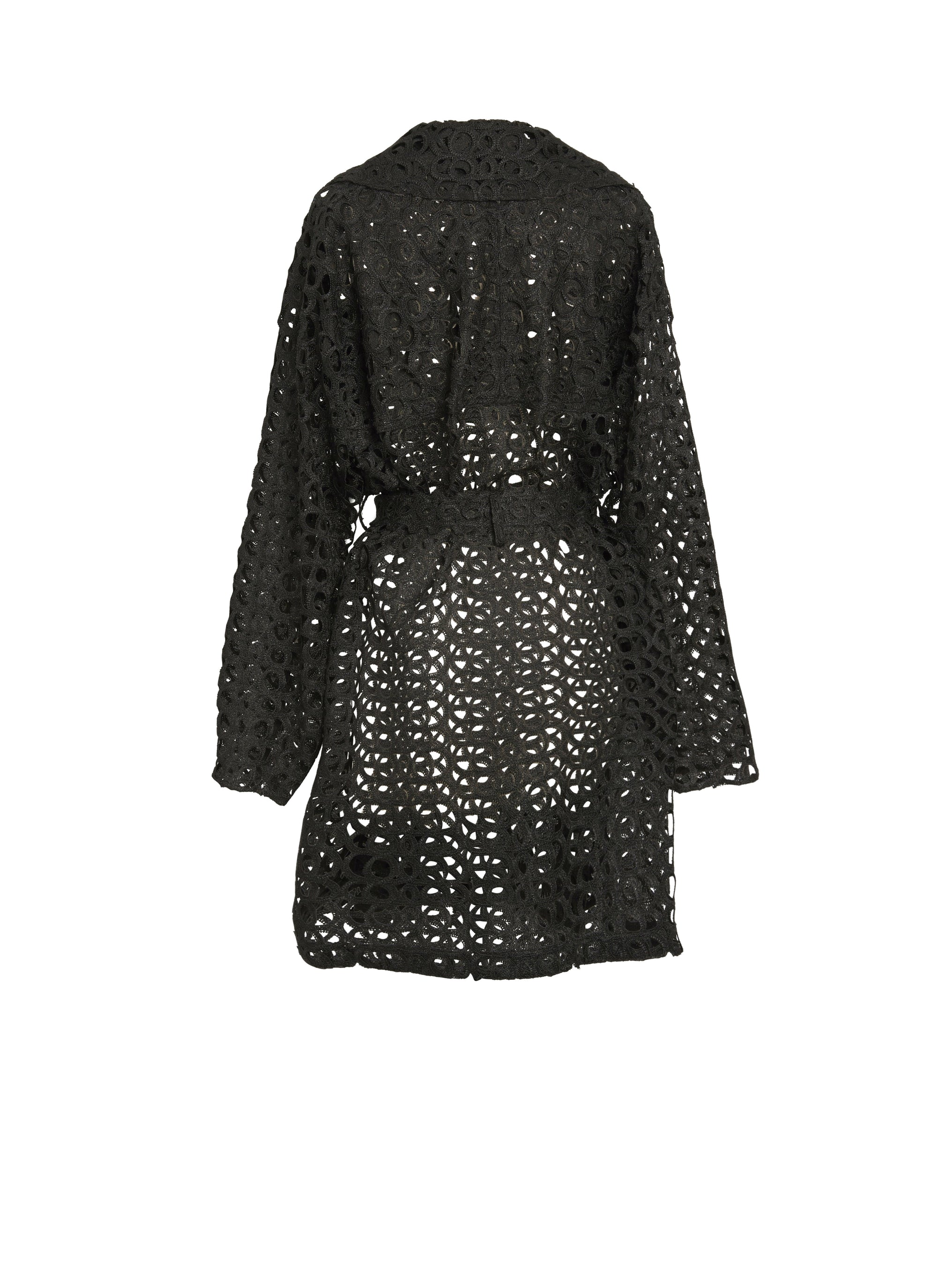 Baroque effect trench coat - Black intense