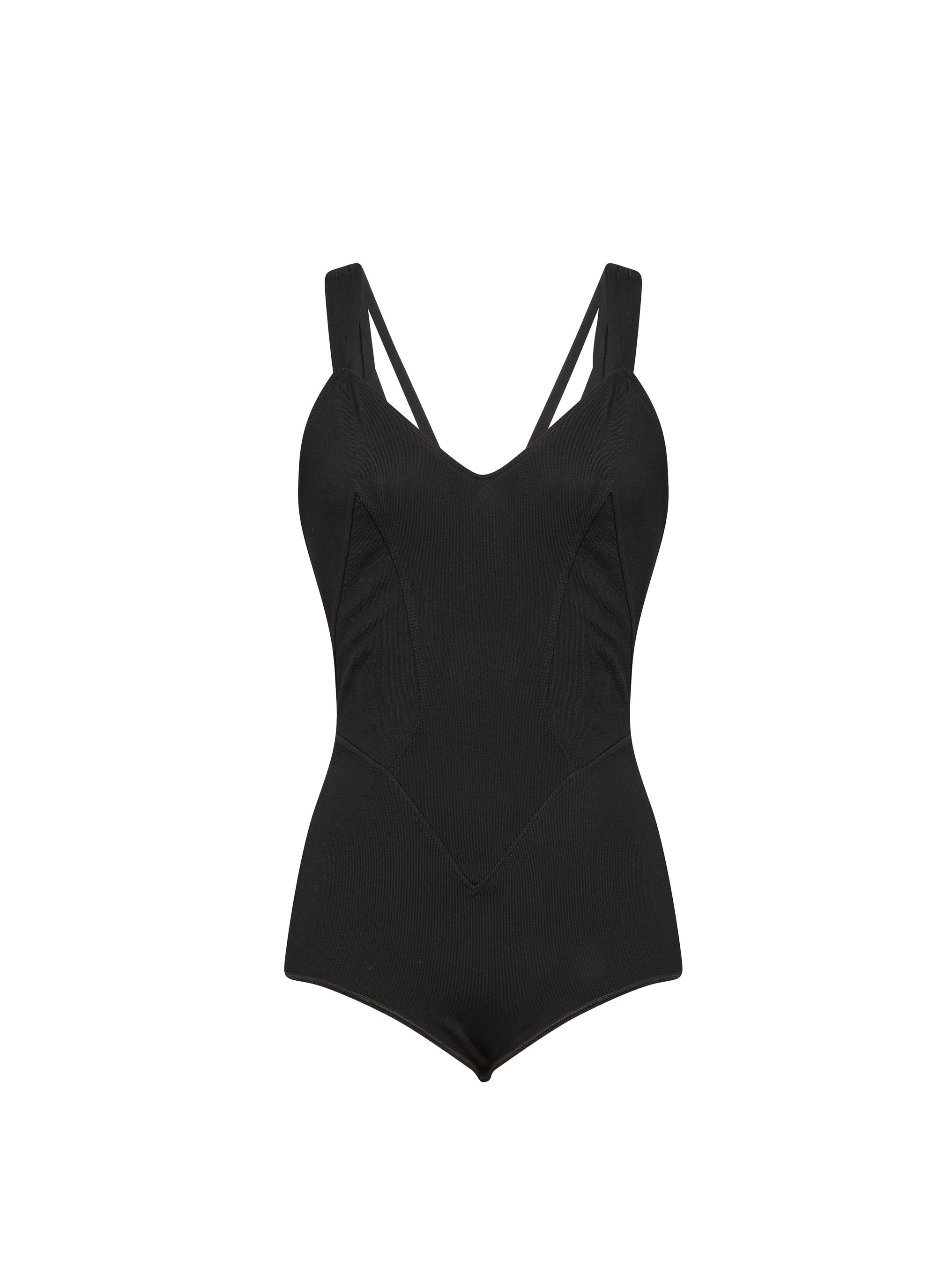Sleeveless v-neck bodysuit - Black intense