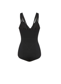 Sleeveless v-neck bodysuit - Black intense