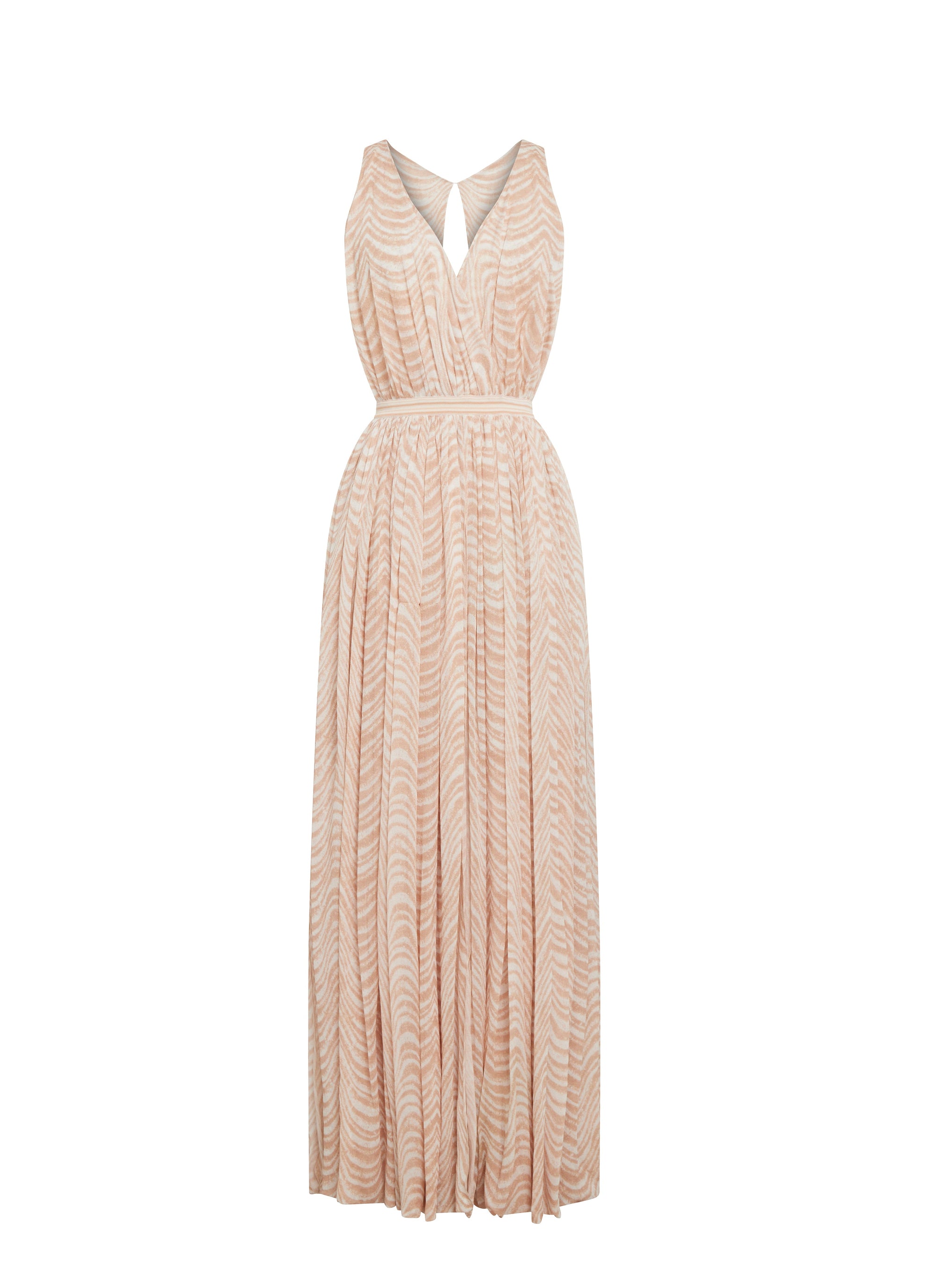 Sleeveless Dress Waves silk chiffon - Pink & White