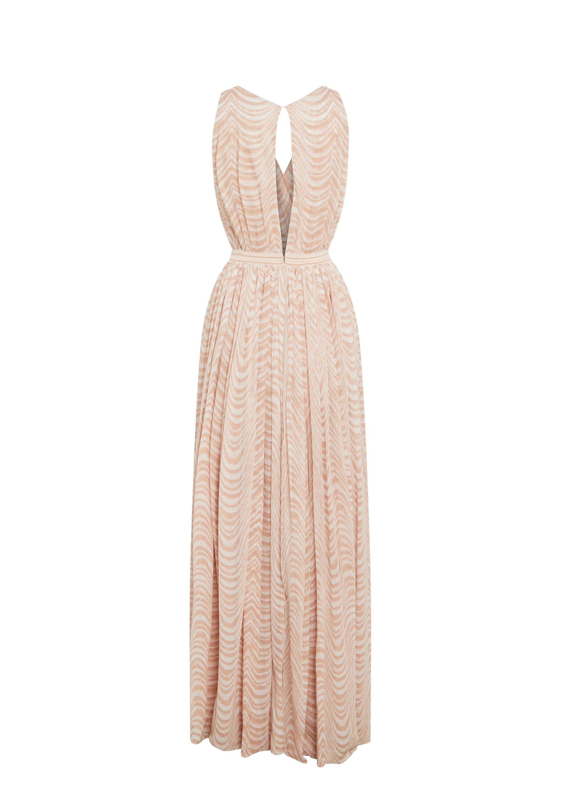 Sleeveless Dress Waves silk chiffon - Pink & White