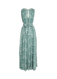 Robe sans manches Vagues mousseline en soie - Vert & Blanc