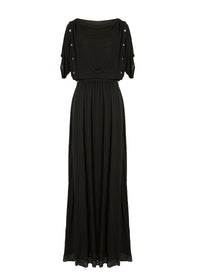 Long flowing dress with short sleeves - Black