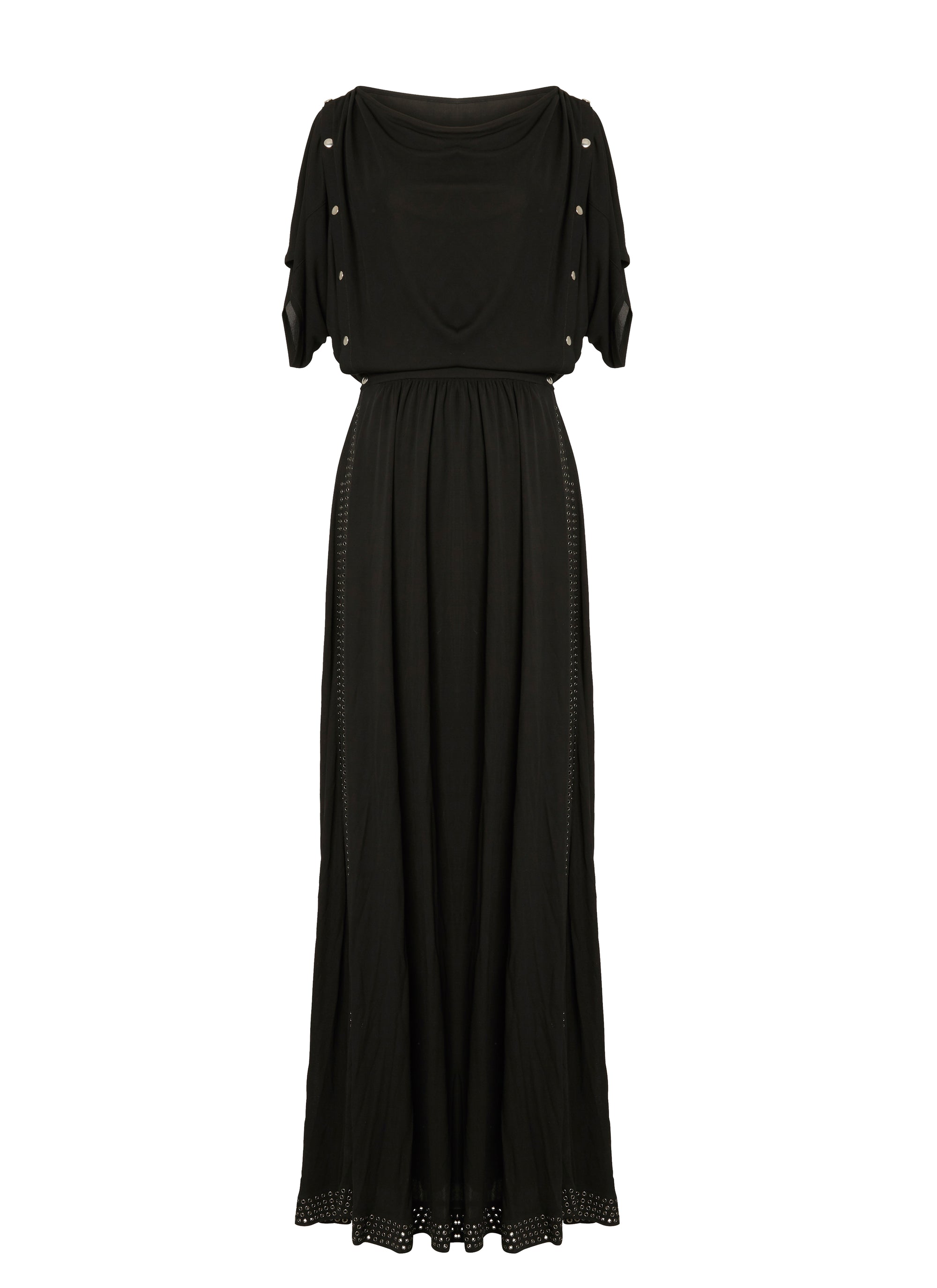 Long flowing dress with short sleeves - Black