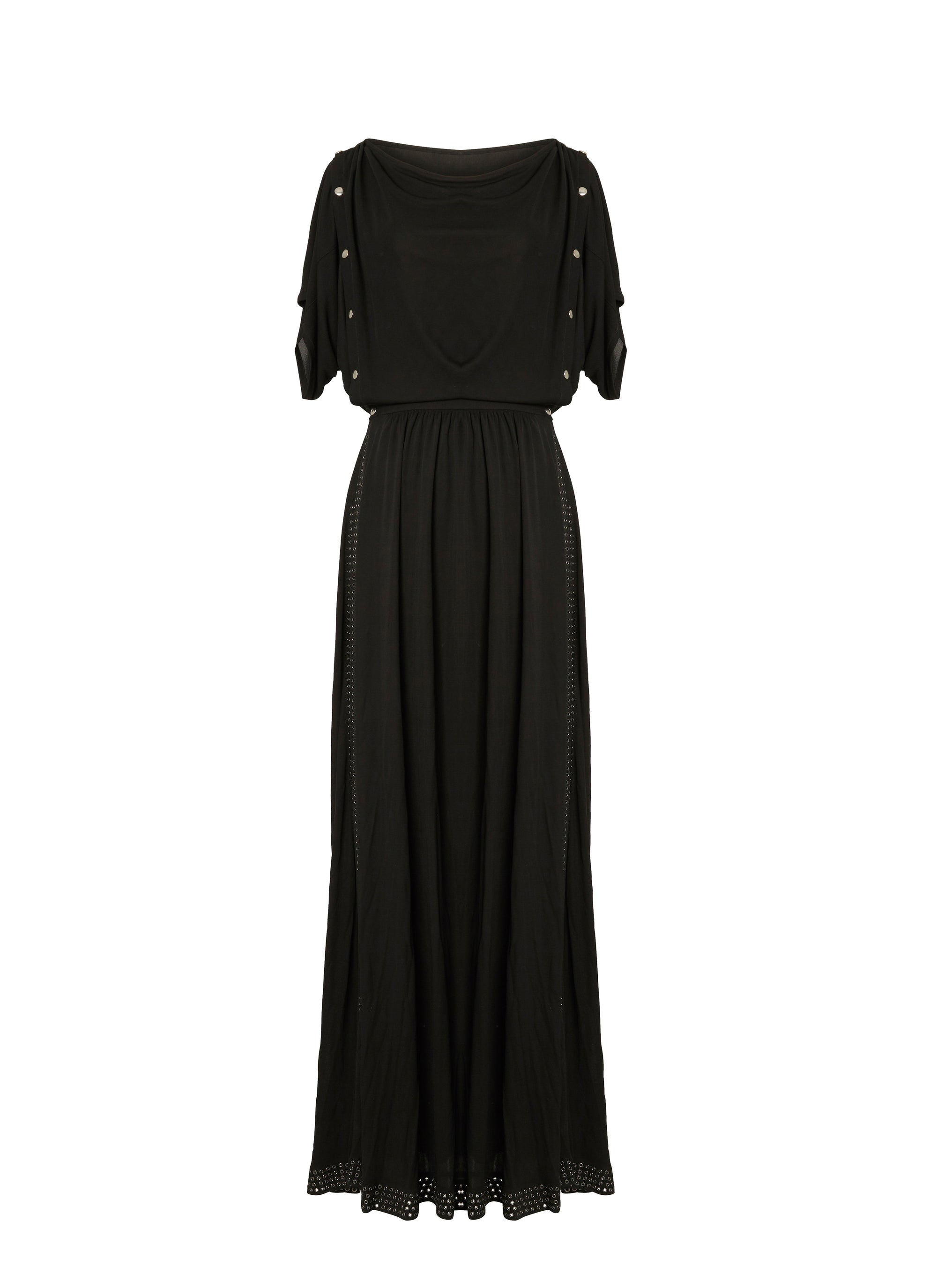 Long flowing dress with short sleeves - Black intense