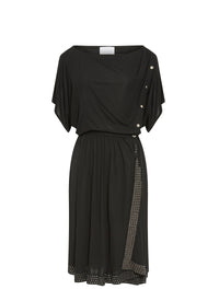 Short-sleeved flowing dress - Black