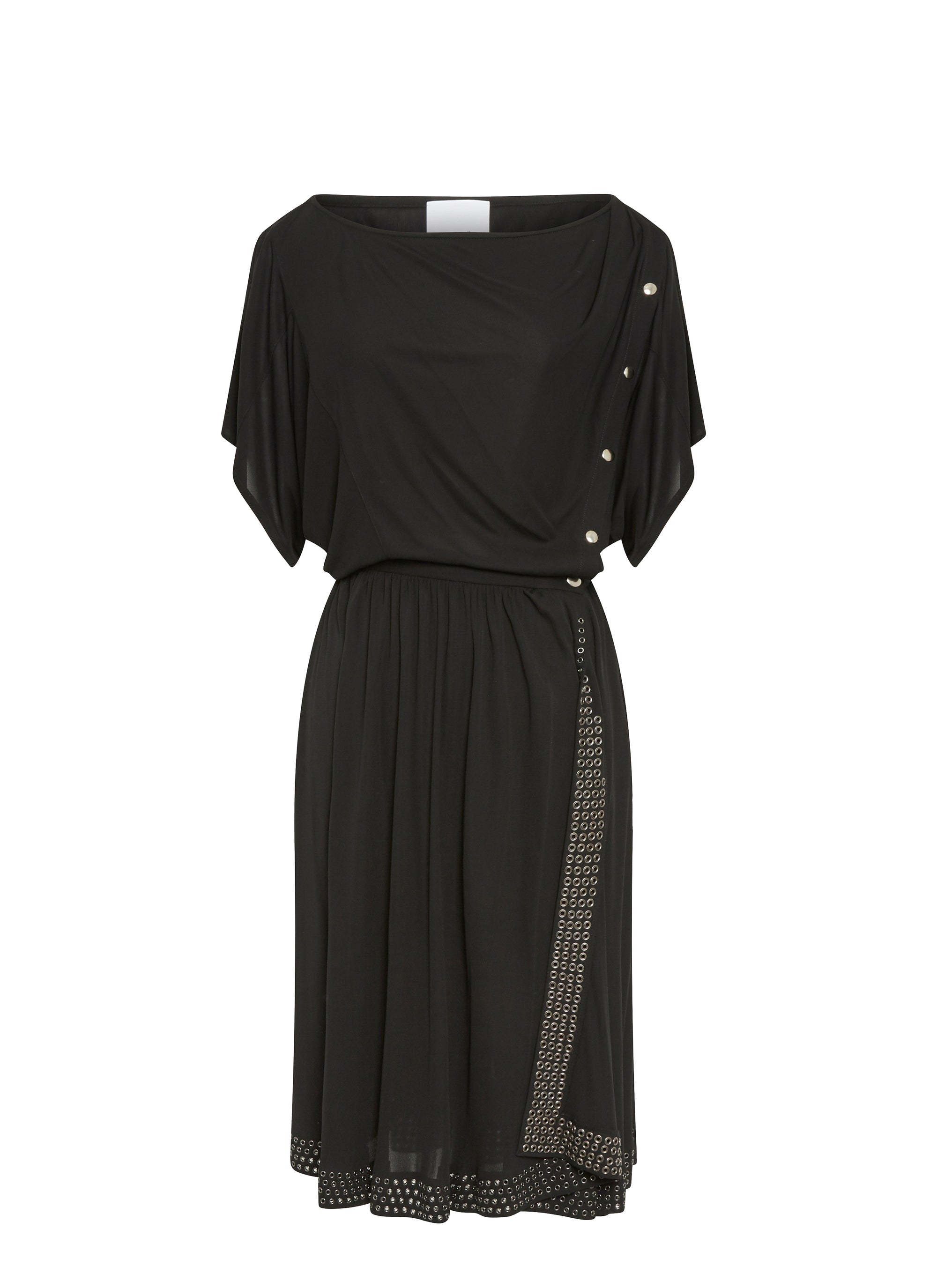 Short-sleeved flowing dress - Black