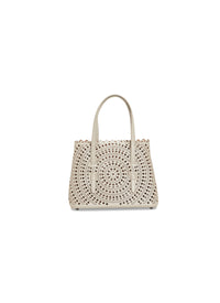 Mina small openwork bag in leather - Pearl