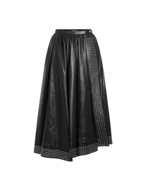 Studded skirt in leather - Black intense