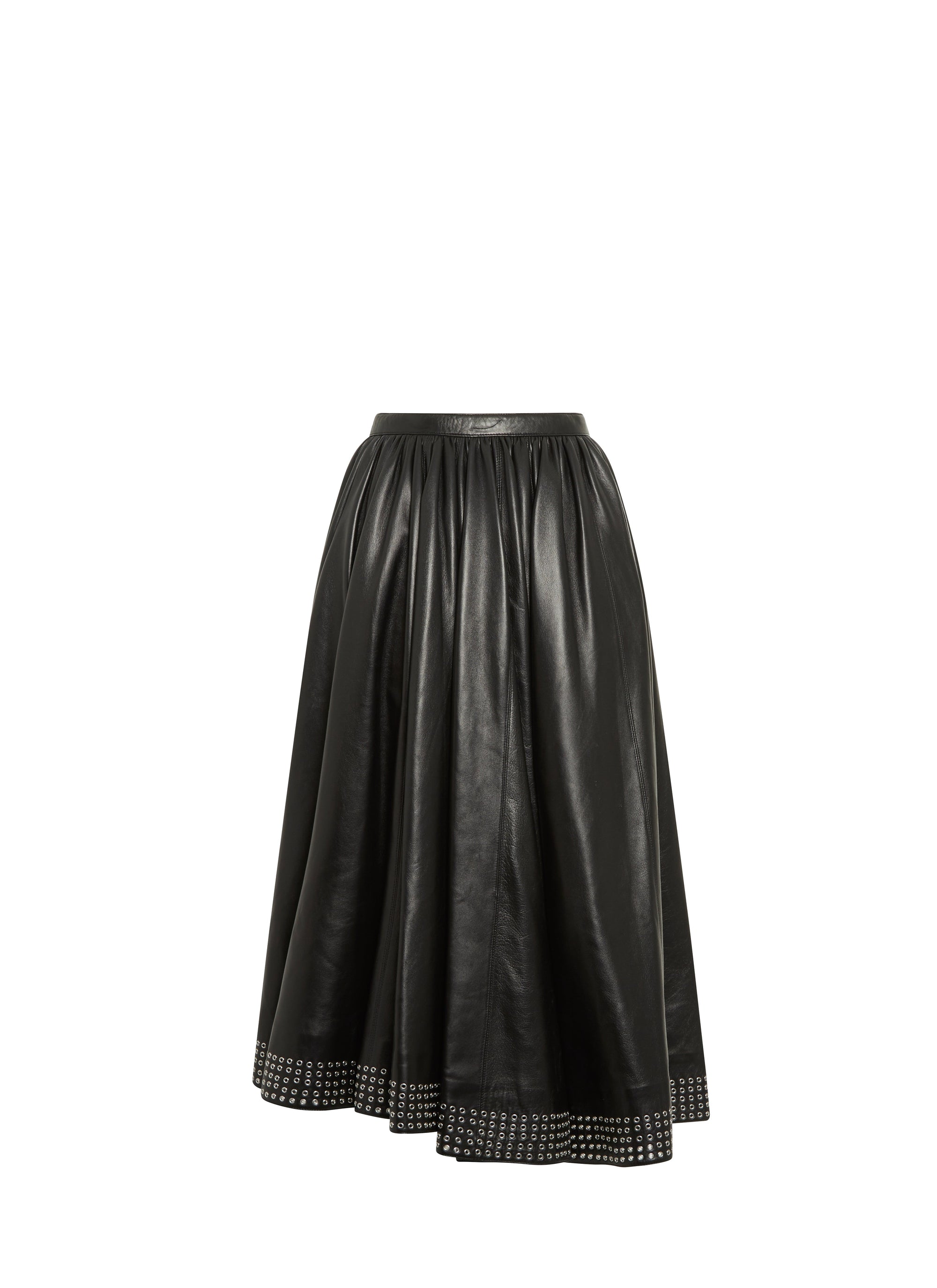 Studded skirt in leather - Black intense
