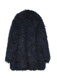 Mid-length leather fur coat - Night