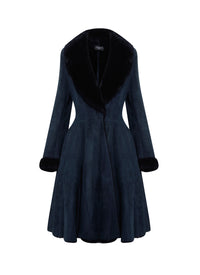 Flared leather coat with fur collar - Night