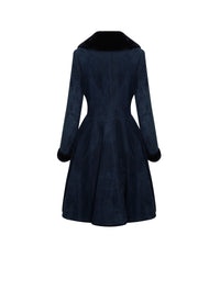 Flared leather coat with fur collar - Night