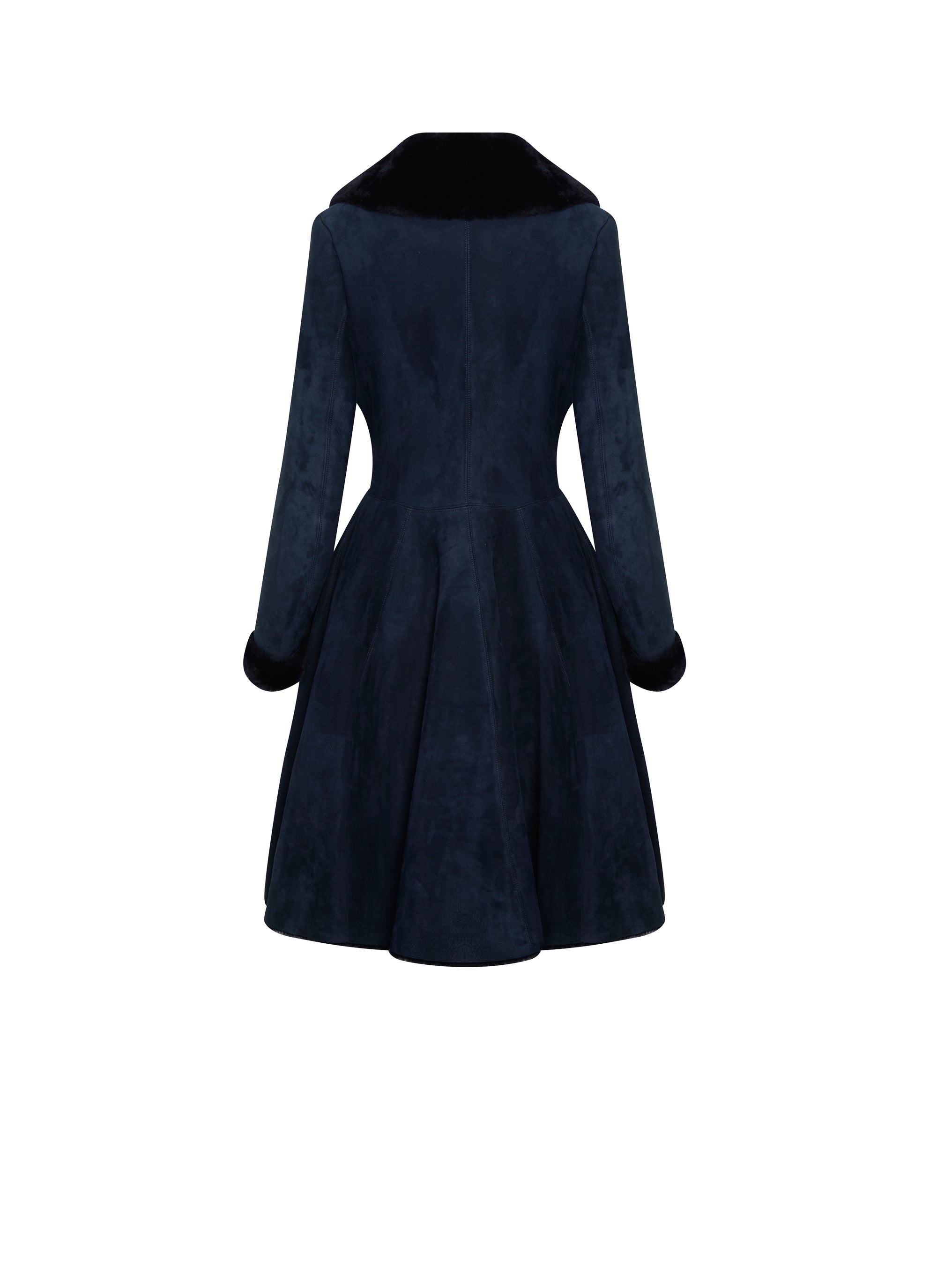 Flared leather coat with fur collar - Night