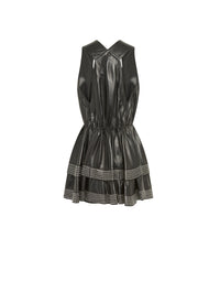 Sleeveless leather dress - Black intense