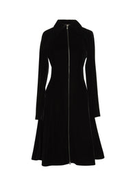 Long-sleeved velvet dress - Black intense
