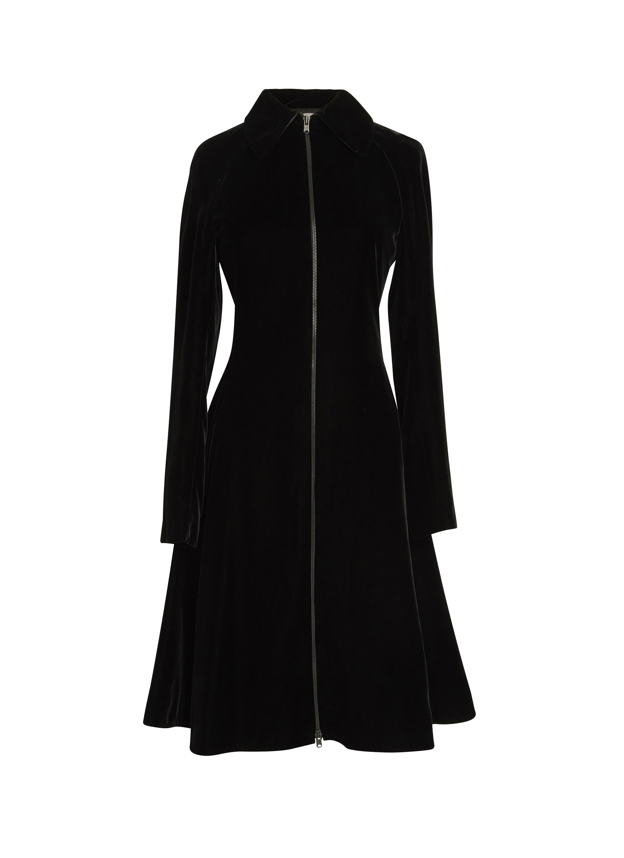 Long-sleeved velvet dress - Black intense