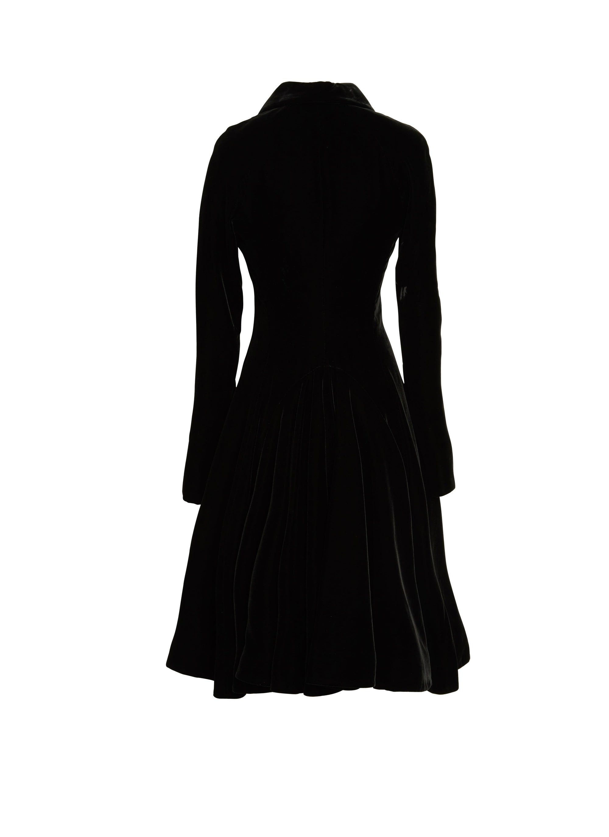 Long-sleeved velvet dress - Black intense