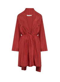 Long-sleeved silk kimono dress - Dark Red
