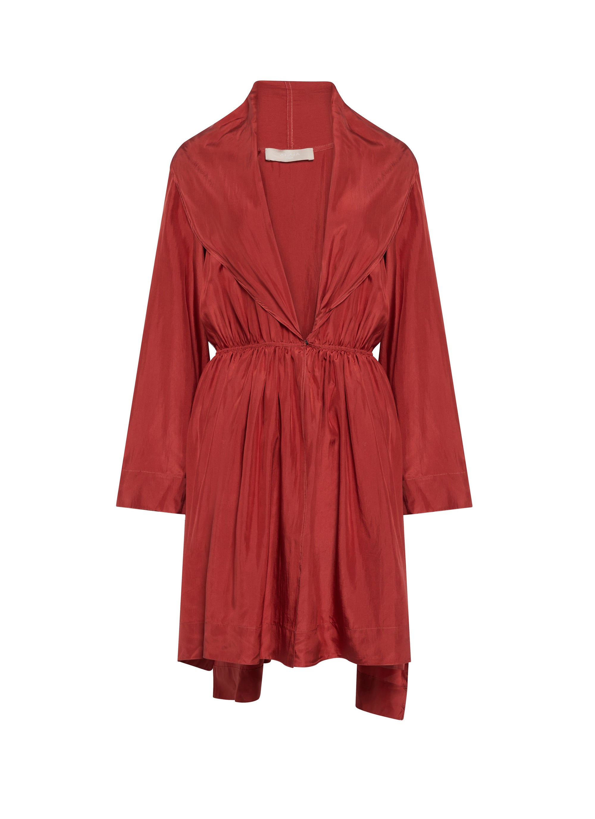 Long-sleeved silk kimono dress - Dark Red