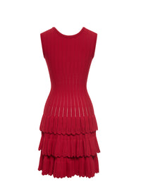 Sleeveless ruffled wool dress - Madder