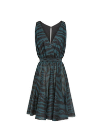 Robe sans manches Zebra en soie - Noir & Vert