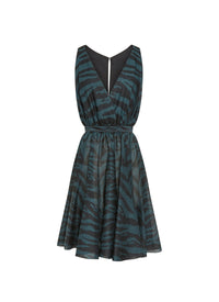 Zebra sleeveless dress in silk - Black & Green