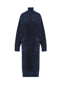 Long sleeve wool dress - Black & Blue