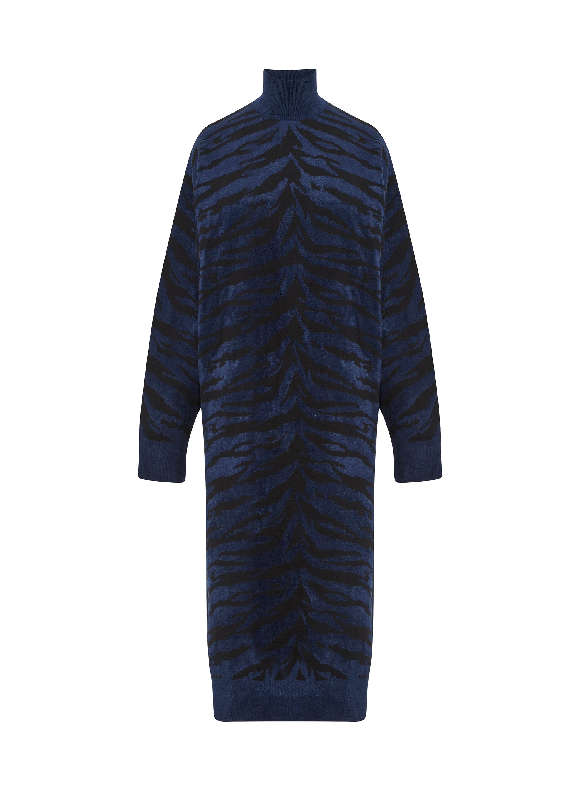 Long sleeve wool dress - Black & Blue